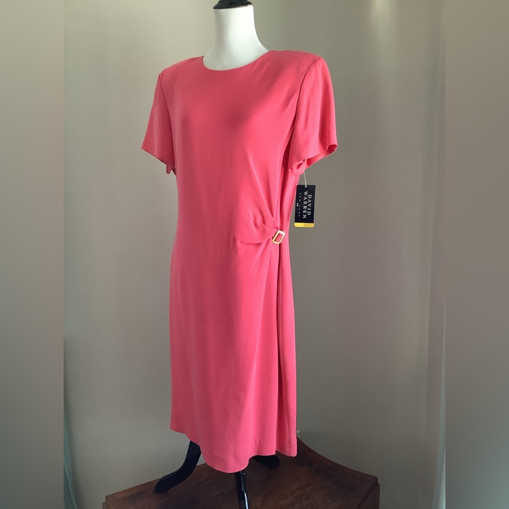 Vintage 80s/90s silk cocktail dress, dark rose, NWT, David Warren NY